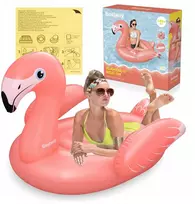 Pripučiamas čiužinys flamingas gigantas baseinui paplūdimiui su rankenomis 168x120cm Bestway