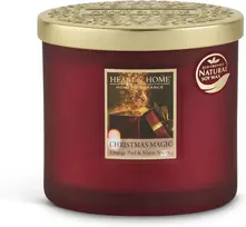Heart & Home - natūralaus sojų vaško pagrindo kvapni žvakė namams - elipsė su 2 dagčiais Christmas Magic - degimo trukmė 40 valandų - dovana, dekoracija ir kvapas namams - stiklas
