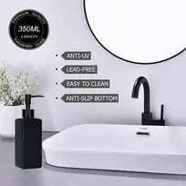 Matinis juodas stiklinis muilo dozatorius, 350 ml papildomas dozatorius su pompa, indų ploviklio buteliukas su 8 etiketėmis, 2 padėkliukai, vintažinis muilo dozatorius voniai, dušui, stalviršiui, virtuvei, Square