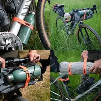 Dirželiai – tvirtinimo dirželiai 65 cm oranžiniai (4 vnt.) su dirželio laikikliu dviračiui, slidėms, kelionėms dviračiais, stovyklavimui, „pasidaryk pats“, pagaminti iš tpu su nerūdijančio aliuminio sagtimi