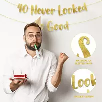 1 baneris, 2 skaitmeniniai balionai, 40-ojo gimtadienio dekoracija, gimtadienio vakarėlio dekoracija, fono rekvizito dekoracija, vakarėlio reikmenys
