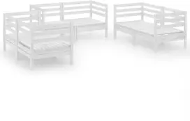 Lauko baldų komplektas Sodo poilsio baldų komplektas, 6 dalių, baltas, pušies masyvas