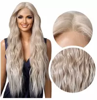 Lulalux Šviesiai blondinė ilga peruka su bangomis, natūraliai atrodanti "lace front"