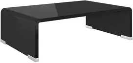 TV staliukas TV stovas/monitoriaus pakyla, juodas stiklas, 40x25x11 cm