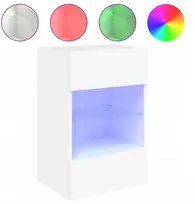 TV staliukas Pakabinama Tv spintelė Led Rgb 40x30x60,5 cm balta