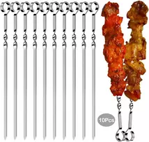 Gocroween 10 vnt. iešmų kepsninei, nerūdijančio plieno iešmai kepsninei, Bbq adatos, 38,5 cm ilgio metaliniai kebabų iešmai visai mėsai, daržovėms, duonai, pyragams ir kt.