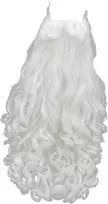 Baoblaze Kalėdų senelio perukas ir barzda Cosplay balti ilgi Kalėdų senelio kostiumo aksesuarai garbanotas perukas Kalėdų senelio perukas barzda, barzda 80 cm
