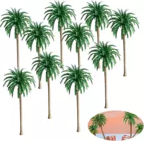 10 vienetų modelio kokoso palmės medžio kraštovaizdžio modelis, plastikinis kokoso palmės medis dirbtiniai plastikiniai modeliai medžiai miniatiūrinės kokoso palmės, skirtos modelių geležinkelio architektūros dioramai "pasidaryk pats" kraštovaizdžiui