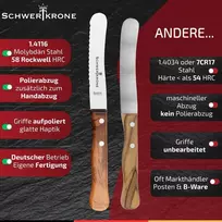 Schwertkrone Duonos peilis su dantytu ašmeniu ir alyvuogių medžio rankena