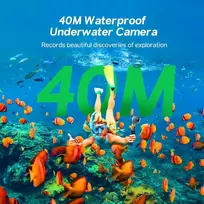 Surfola 4k veiksmo kamera, 40 m povandeninė kamera su stabilizavimu, 170° plataus kampo, išorinis mikrofonas, 2 įkraunamos baterijos, nuotolinio valdymo pultas ir montavimo priedai, skirtas paviršiniam nardymui
