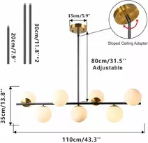 Kco Lighting modernus pakabinamas šviestuvas valgomojo stalui su 7 lemputėmis, matinis stiklas, auksinis sietynas, vidurio amžiaus pakabinamas šviestuvas virtuvės salei, restoranui, valgomajam, barui