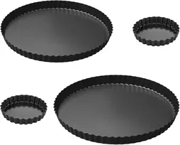 Sdflkae 3 quiche formų rinkinys 10/24/28 cm, tartaletės forma su iškeliamu pagrindu, plieninė apvali nelipni quiche kepimo forma, banguotas kraštas, vaisių pyrago forma, pyrago pagrindo kepimo forma quiche, tartaletėms, pyragams