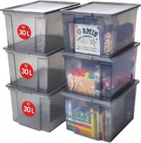 Iris, 6 dėžučių rinkinys / dėžės su dangčiu / dėžutės sukrovimui 'useful Storage Box', Usb-m, plastikas, skaidri pilka, 40 L, 42 x 36 x 26.5 cm