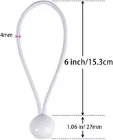25 vienetų bungee virvių su kamuoliuku rinkinys, 15 cm, elastinė rišimo virvė, palapinės guma, guminis įtempiklis su kamuoliuko išplėtimo kilpomis reklamjuostėms, brezentams, pavėsinėms, reklaminiams stendams, palapinėms, juoda