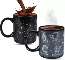 Zonsuse puodelis su žvaigždžių ženklais, spalvą keičiantis zodiako ženklų puodelis, 12 horoskopų spalvą keičiantis kavos puodelis, kūrybiška gimtadienio dovana moterims, draugei, merginoms, gimtadieniui, 330 ml (12 žvaigždynų)