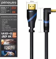 Csl 8k Hdmi 2.1 Kabelis, Kampinis 90°, 48Gbps, 2m