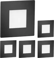 Ledscom.de Led laiptų šviestuvas, Fex laiptų šviestuvas, skirtas naudoti patalpose ir lauke, kvadratinis, juodas, 85 x 85 mm, šiltai baltas, 5 vnt.