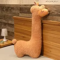 Moose 75 cm alpakos pliušinis žaislas, minkštas žaislas ilgu kaklu, pagalvė miegui ant šono, namų dekoracija, kimštinis žaislas, animacinis gyvūnas, lama, dovana merginai, vaikams, vaikinui, mylimajam (ruda)