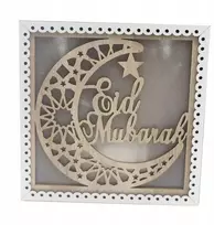 1pc Wood Eid Mubarak stalinė lempa siena stalas dekoras musulmonų festivalio stilius 4