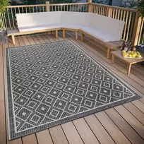 Hanse Home lauko/vidaus kilimas, tinkantis terasoms ir balkonams Lahal 115x170 cm, pilkas/smėlio spalvos