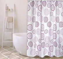 Msv Cotexsa by Premium Schimmel tekstilinė dušo užuolaida, skalbiama, 100% atspari vandeniui, su 12 poliesterio dušo užuolaidų žiedais, "dots" violetinė/violetinė, 180 x 200 cm - pagaminta Ispanijoje, violetinė