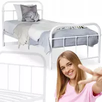 Lova Metalinis lovos rėmas 90x200 vienvietė su mediniu rėmu jaunimo kambariui balta Pablo