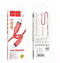 Galingas greitas Hoco Usb-c į Usb-c kabelis 2m 60w 3a Power Delivery raudonas