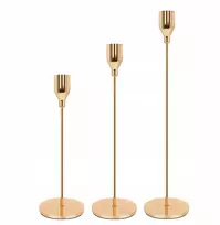 Auksinis metalinis žvakidė Glamour žvakidžių rinkinys 3 vnt