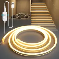 Yoodi led juosta su judesio davikliu, 5 m šiltos šviesos led juosta, lanksti pjaustoma pvc, laiptų apšvietimas su 3 režimais, jutiklio juosta su laikmačio funkcija virtuvei, miegamajam, spintai