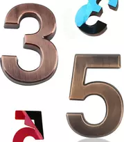 Namo numeris pagamintas iš vientiso, namo numerio lipdukas, personalizuotos namų lentelės ir numeris, susikurkite namo numerius patys, 50 mm x 35 m x 6 mm - numeris 3/5