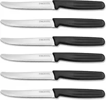 Double.s Swiss Classic peiliai kepsniams, peiliai pusryčiams, nerūdijančio plieno peilis pomidorams su dantytu kraštu, 22 cm, stalo peilis, stalo įrankių peilis, juodas