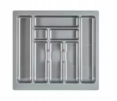 Įdėklas stalo įrankiams, virtuvės stalčiaus organizeris 60 cm pilkas 535x490mm