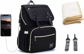 Miesto kuprinė mamos krepšys vežimėliui organizeris 3in1 usb (t119)