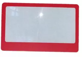 Kišeninis fresnelio lęšis lupa 8,5x5,5cm raudonas rėmelis piniginei Wiking