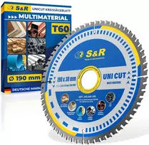 S&r Diskinis pjūklo diskas 190 x 30 mm Fwf dizainas, 60 karbido Hw dantų, universalus daugiafunkcinis pjūklo diskas medienai, 4 mm mažo anglies plieno, spalvotiesiems metalams, plastikui, aliuminiui, universalus pjūklo diskas