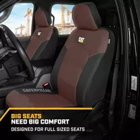 Cat Caterpillar Meshflex automobilinės sėdynių užvalkalai automobiliams, sunkvežimiams ir visureigiams (2 vnt. komplektas) - juodi/rudi automobilinių sėdynių užvalkalai priekinėms sėdynėms, sunkvežimių sėdynių apsaugos su patogiu tinkleliu nugaroje, autom