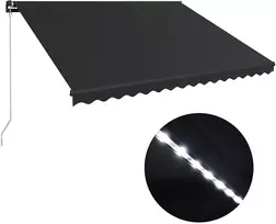 Rankiniu būdu ištraukiama markizė su LED, antracito, 450x300cm