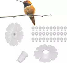 Kolibrių lesyklėlės dalys gėlės formos pakabinamos lesyklėlės stovo jungtys purkštuko žiedo pakeitimas tvirtos plastikinės konstrukcijos priedai įvairiaspalviai lauko sodo reikmenims (balta)