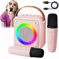 Karaoke rinkinys: Mikrofonas ir belaidis garsiakalbis, rožinis, Bluetooth