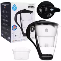 Dafi Crystal Led stiklinis filtras 2l su 3 Unimax filtrais, juodas