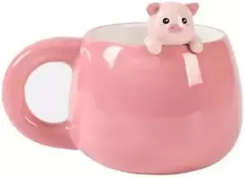 I-total® - Keramikinis puodelis su gyvūno motyvu ant krašto arbatai ar kavai (piggy) 450 ml