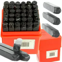 Mar-pol numeratorių, raidžių, skaičių, ženklų štampų rinkinys metalui, 6 mm, 36 vnt.