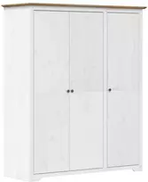 Knygų spinta BODO, balta/ruda, 146x53,5x173 cm, pušies masyvas