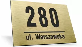 Auksinė aliumininė adreso lentelė su namo numeriu Namo numeris 32x21