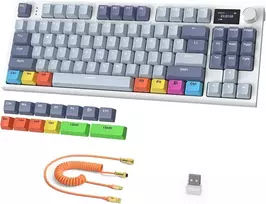 Attack Shark K86 mechaninė klaviatūra, 2.4g Belaidė/bt5.0/usb-c laidinė žaidimų klaviatūra, 75% Tkl 87 klavišų su 1.2 colio Tft Hd spalvotu ekranu ir Cnc mygtuku, Rgb apšvietimu, Ttc Hot-swap Pbt klavišų dangteliais - Blaupro