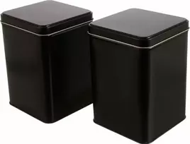 2 x Juodi metaliniai arbatos/kavos indeliai, 400g talpos, sukraunami