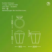 Philips Sunera lauko sieninis šviestuvas, maks. 25 W, E27 lizdas, juodas