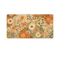 Retro Sunflower Pattern Fullsize Table Mat Office Gaming Extra Large Mouse Pad Antislip Waterproof Multisized Desktop Mat 800x300X2mm beige