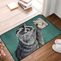 VIKAMA Gray Raccoon Tissue Carpet Cute Doormat Waterproof and Anti-fouling Outdoor Carpet Welcome Mat Rug For Bedroom Home Decor 40X60CM gray