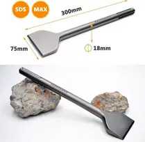 Ranseners Sds-max plytelių kaltų rinkinys iš 2 dalių, platus kastuvo formos kaltas 300 x 75 mm, pagamintas iš itin grūdinto plieno